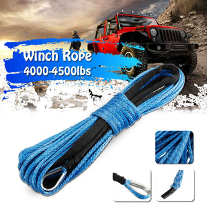 2TRIDENTS 4500LBS Synthetic Winch Rope with Protective Sheath Heavy Duty Vehicle Synthetic Rope for Truck (Black)