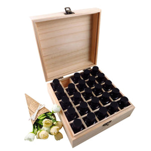 2TRIDENTS 25 Slots Wooden Multifunctional Storage Box - Aromatherapy Bottles Storage Organizer for Home Essential Oils Box