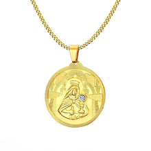 Load image into Gallery viewer, GUNGNEER Stainless Steel Mary Mother of Jesus Round Medallion Pendant Necklace Jewelry
