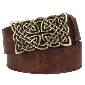 GUNGNEER Celtic Irish Knot Leather Bucket Belt Accessories for Men Women