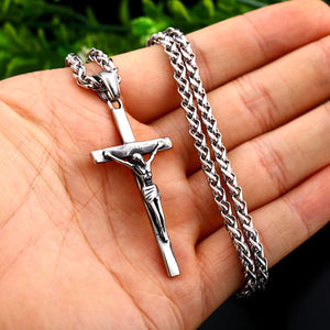 GUNGNEER God Stainless Steel Christ Cross Pendant Necklace Jesus Gift Jewelry For Men