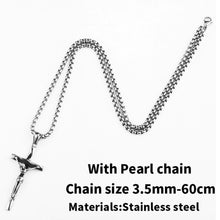 Load image into Gallery viewer, GUNGNEER God Stainless Steel Christ Cross Pendant Necklace Jesus Gift Jewelry For Men