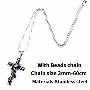 GUNGNEER Stainless Steel Cross Pendant Necklace Christ Jewelry Accessory Gift For Men Women
