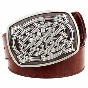 GUNGNEER Irish Celtic Trinity Knot Stripe Leather Belt Jewelry Accessories for Men Women
