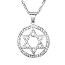 Load image into Gallery viewer, GUNGNEER Stainless Steel David Star Necklace Jewish Jerusalem Jewelry Gift For Men Women