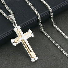 Load image into Gallery viewer, GUNGNEER Stainless Steel Multilayers Cross Necklace Christian Pendant Jewelry For Men Women
