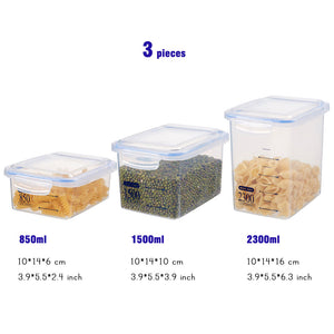 2TRIDENTS Set of 3 Pcs Airtight Food Containers with Lids - BPA Free Food Storage - Clear Plastic - Travel Friendly (Blue)