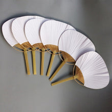 Load image into Gallery viewer, 2TRIDENTS Blank Paper Paddle Fan Round Fan Perfect for Summer Wedding Decoration Party Costume Decor