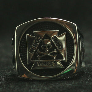 GUNGNEER Skull Masonic Ring Stainless Steel Personal Design Freemaosnry Jewelry For Men