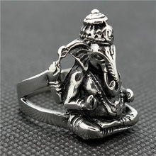 Load image into Gallery viewer, GUNGNEER Spiritual Elephant Ganesha Om Ring Stainless Steel Hindu Jewelry Amulet For Men