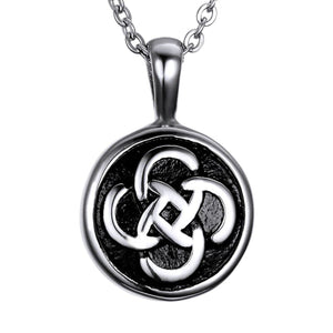 GUNGNEER Stainless Steel Celtic Knot Circle Pendant Necklace Punk Bangle Jewelry Set Men Women