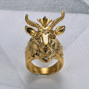 GUNGNEER Satanic Baphomet Ring Stainless Steel Satan Jewelry Accessory Gift For Men