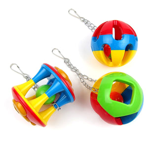 2TRIDENTS Colorful Parrot Ball Toy Chewing Biting Toy for Birds Hanging Toy Cage Decor Entertainment for Pet (1)
