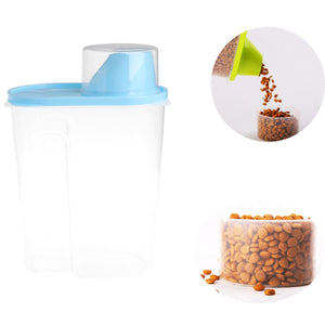 2TRIDENTS Pet Food Storage Container with Pour Spout and Cup - Pet Food Dispenser for Cats Dogs Bird (L, Blue)