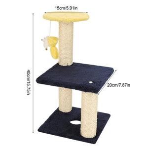 2TRIDENTS 3 Layer Cat Tree Tower with Dangling Toy Tower for Scratching and Climbing Sports for Kittens