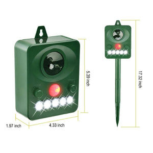 2TRIDENTS Solar Powered Outdoor Animal Repeller - Waterproof Outdoor Repeller with Ultrasonic Sound and Light