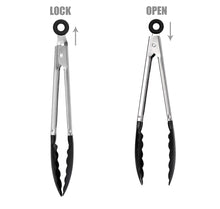 Load image into Gallery viewer, 2TRIDENTS Stainless Steel Locking Kitchen Tongs with Non-Stick Silicone Tips Ideal Cooking Tools for Kitchen