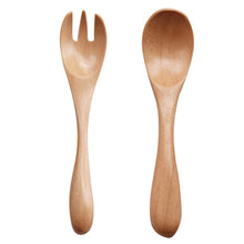 Load image into Gallery viewer, 2TRIDENTS Eco-Friendly Wooden Spoon &amp; Fork Set Wooden Flatware Set Non Slip Handle for Kids Essential Utensil Tableware