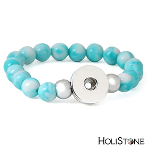 HoliStone Stone Beaded Bracelet with Snap Button ? Anxiety Stress Relief Yoga Meditation Energy Balancing Lucky Charm Bracelet for Women and Men