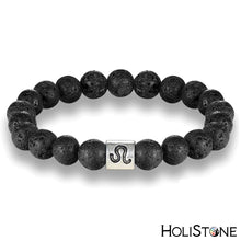 Load image into Gallery viewer, HoliStone 12 Zodiac Signs with 8mm Lava Stone Bead Handmade Elastic Bracelet for Women and Men