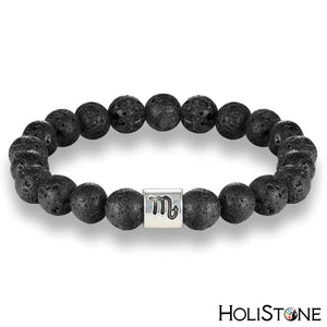 HoliStone 12 Zodiac Signs with 8mm Lava Stone Bead Handmade Elastic Bracelet for Women and Men