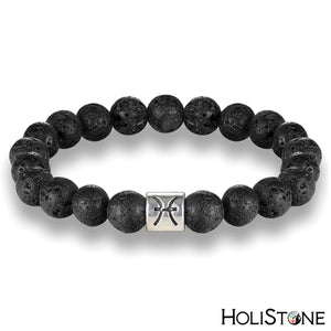 HoliStone 12 Zodiac Signs with 8mm Lava Stone Bead Handmade Elastic Bracelet for Women and Men