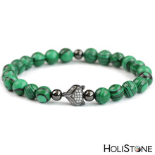 Load image into Gallery viewer, HoliStone Malachite Stone Fox Head Beaded Lucky Charm Bracelet for Women and Men ? Anxiety Stress Relief Yoga Meditation Energy Balancing Lucky Charm Bracelet
