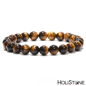 HoliStone Tiger Eye Natural Stone Beads Bracelet ? Anxiety Stress Relief Yoga Beads Bracelets Chakra Healing Crystal Bracelet for Women and Men