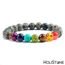 Load image into Gallery viewer, HoliStone Tiger Eye with 7 Chakra Stone Beads Bracelet ? Anxiety Stress Relief Yoga Beads Bracelets Chakra Healing Crystal Bracelet for Women and Men