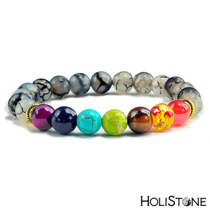 HoliStone Tiger Eye with 7 Chakra Stone Beads Bracelet ? Anxiety Stress Relief Yoga Beads Bracelets Chakra Healing Crystal Bracelet for Women and Men