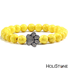 Load image into Gallery viewer, HoliStone Natural Lava Stone with Dog Paw Stretch Bracelet ? Anxiety Stress Diffuser Yoga Meditation Bead Lucky Charm Bracelet for Women and Men