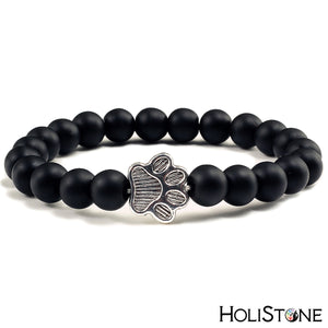 HoliStone Natural Lava Stone with Dog Paw Stretch Bracelet ? Anxiety Stress Diffuser Yoga Meditation Bead Lucky Charm Bracelet for Women and Men