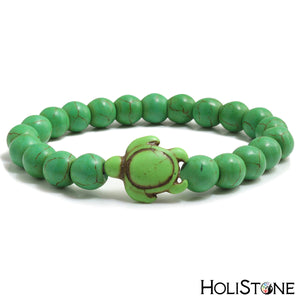 HoliStone 8mm Natural Stone with Turtle Lucky Charm Bracelet ? Anxiety Stress Relief Yoga Meditation Energy Balancing Lucky Charm Bracelet for Women and Men