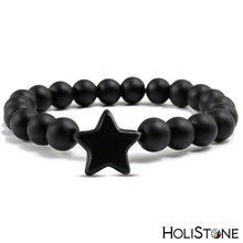 Load image into Gallery viewer, HoliStone 8mm Natural Lava Stone with Pentagram Lucky Charm Bracelet for Women and Men
