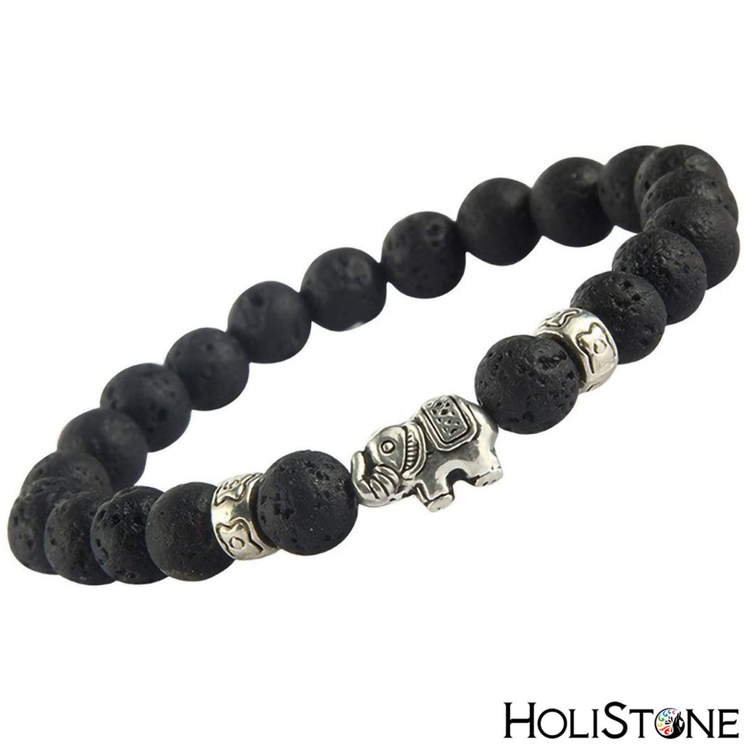 HoliStone Tiger Eye & 7 Chakra Stones with Lucky Elephant Charm Bracelet for Women and Men ? Yoga Meditation Healing Balancing Energy Bracelet