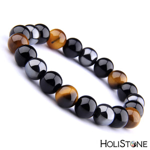 HoliStone Black Obsidian and Tiger Eye Natural Stone Beads Bracelet ? Anxiety Stress Relief Yoga Beads Bracelets Chakra Healing Crystal Bracelet for Women and Men