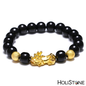 HoliStone Lucky Charm Bracelet with Mantra OM MANI Padme HUM & FengShui PiXiu Amulet ? Anxiety Stress Relief Yoga Meditation Energy Balancing Lucky Charm Bracelet for Women and Men