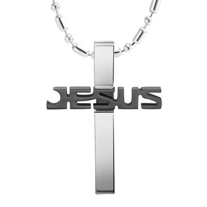 GUNGNEER Stainless Steel Cross Necklace Christian Pendant Jewelry Accessory For Men Women