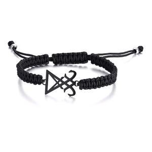 GUNGNEER Black Satan Bracelet Stainless Steel Sigil of Satan Jewelry Accessory For Men Women