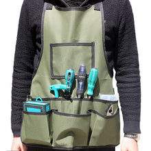Load image into Gallery viewer, 2TRIDENTS Multi-Pocket Oxford Canvas Gardening Apron for Repairs, Painting, Crafts, Grilling, Woodworking, and More (Army Green)