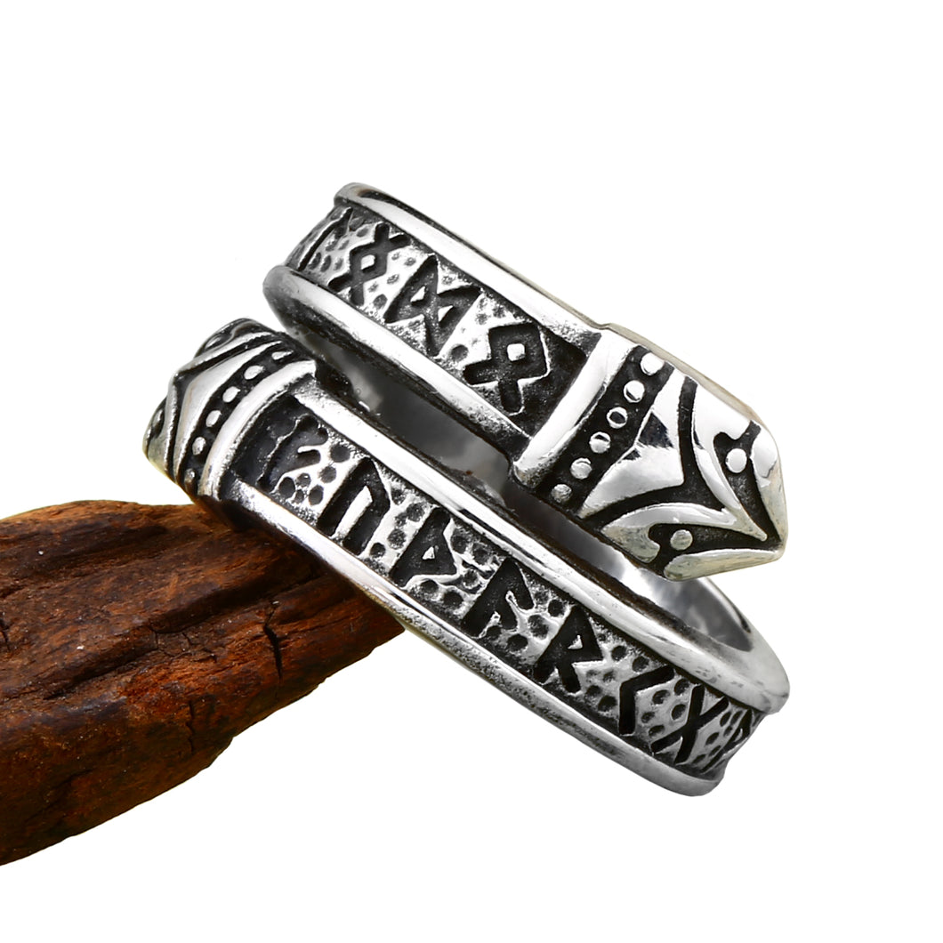 ENXICO Rune Circle Ring ? 316L Stainless Steel ? Norse Scandinavian Viking Jewelry (10)