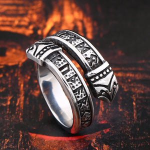 ENXICO Rune Circle Ring ? 316L Stainless Steel ? Norse Scandinavian Viking Jewelry (10)