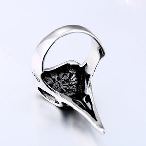 ENXICO Ravens Skull Ring with Aegishjalmur The Helm of Awe Symbol ? 316L Stainless Steel ? Norse Scandinavian Viking Jewelry