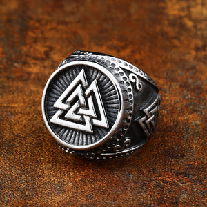 ENXICO Odin's Symbol The Valknut Ring ? 316L Stainless Steel ? Norse Scandinavian Viking Jewelry