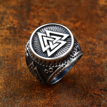 Load image into Gallery viewer, ENXICO Odin&#39;s Symbol The Valknut Ring ? 316L Stainless Steel ? Norse Scandinavian Viking Jewelry