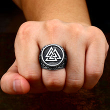 Load image into Gallery viewer, ENXICO Odin&#39;s Symbol The Valknut Ring ? 316L Stainless Steel ? Norse Scandinavian Viking Jewelry (10)