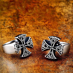 ENXICO Templar Cross Ring with Celtic Knots Pattern ? 316L Stainless Steel ? Christian Pattée Cross Jewelry (10)