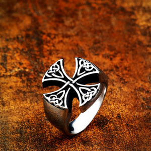 ENXICO Templar Cross Ring with Celtic Knots Pattern ? 316L Stainless Steel ? Christian Pattée Cross Jewelry (10)