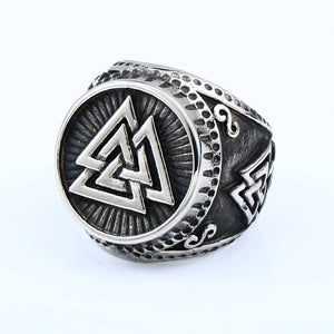 ENXICO Odin's Symbol The Valknut Ring ? 316L Stainless Steel ? Norse Scandinavian Viking Jewelry (10)
