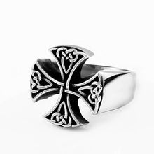 Load image into Gallery viewer, ENXICO Templar Cross Ring with Celtic Knots Pattern ? 316L Stainless Steel ? Christian Pattée Cross Jewelry (10)